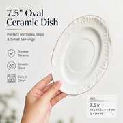 Ceramic Small Dish 7.5 Inch Oval, Mianlin Design, Dinner Plate - detail 1