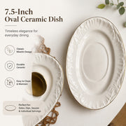 Ceramic Small Dish 7.5 Inch Oval, Mianlin Design, Dinner Plate - detail 2