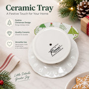 Ceramic Tray, Green Christmas Tree Small, Festive Holiday Serving Plate - detail 2