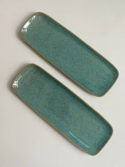 Single Ceramic Plate, Emerald Green Long Rectangular, 28cm Dinnerware - detail 2