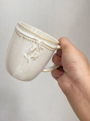 Beaded Rose Ceramic Cup, 300ml, Underglaze Relief Detailing - detail 3