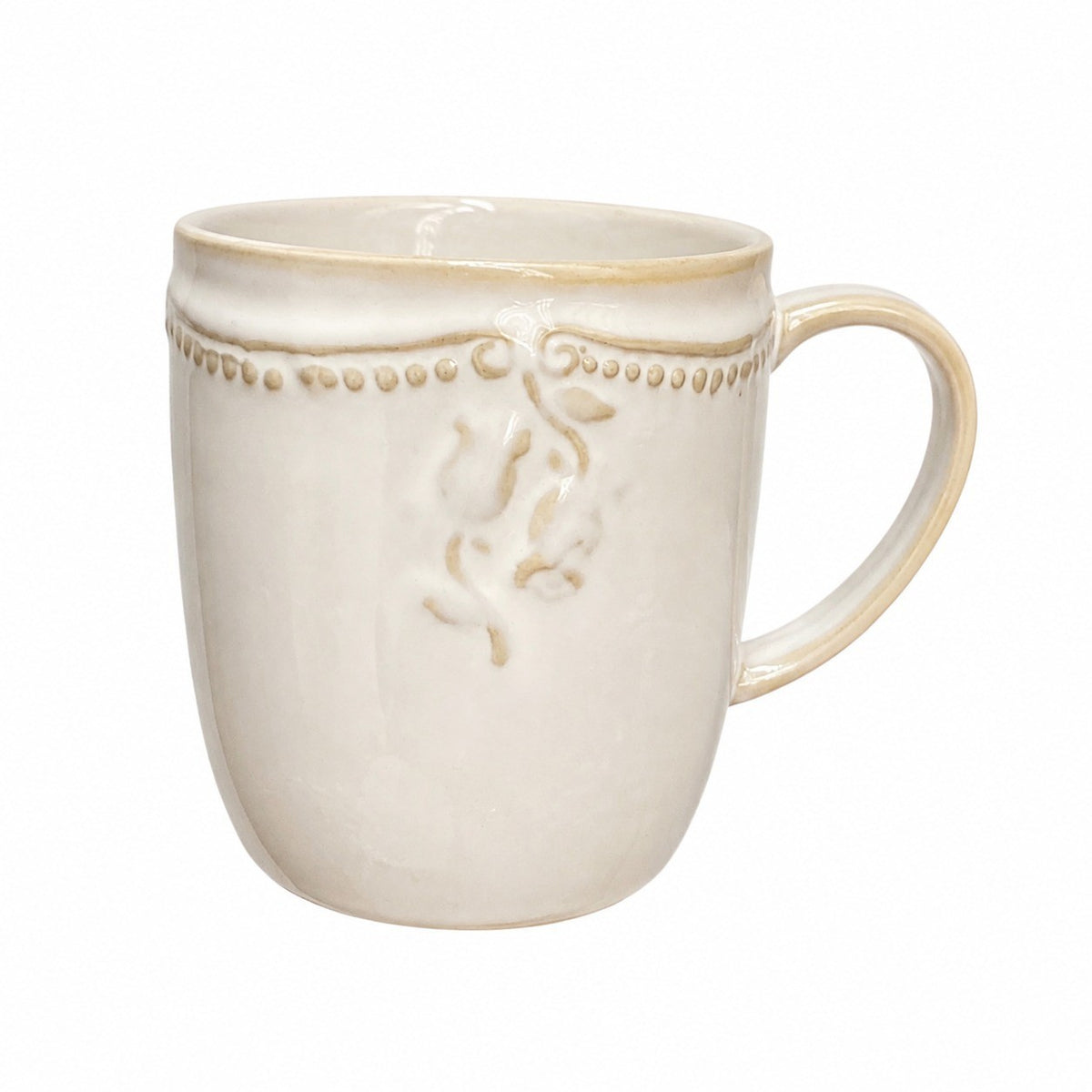 Beaded Rose Ceramic Cup, 300ml, Underglaze Relief Detailing - product view 1