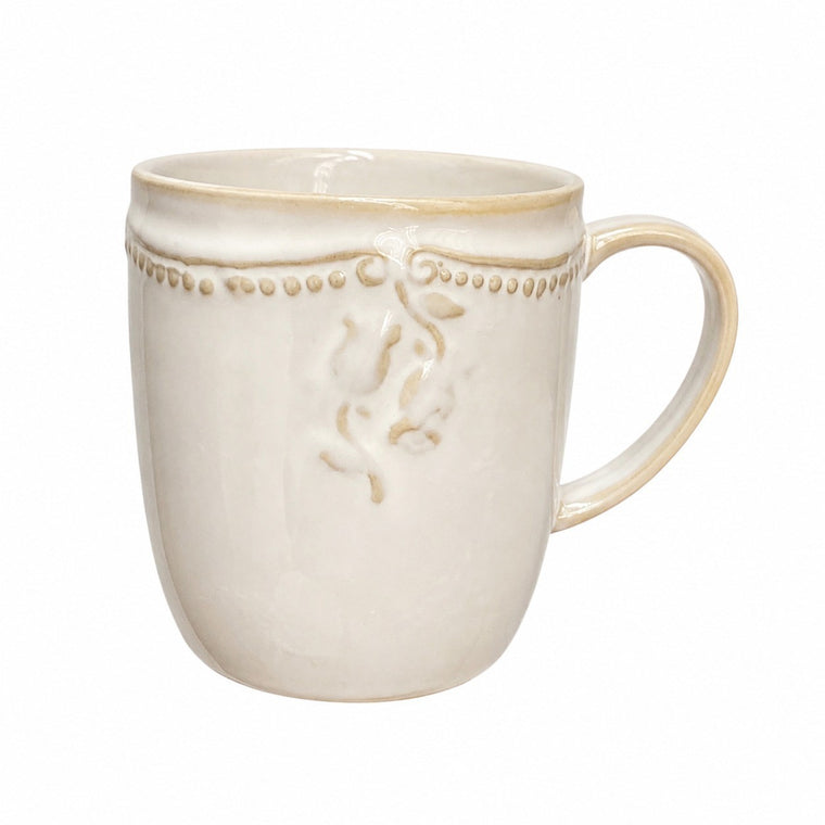 Beaded Rose Ceramic Cup, 300ml, Underglaze Relief Detailing - product view 1