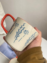 Red-Handle Twig 300 ml Ceramic Breakfast Cup, Hand-Painted Underglaze - detail 3