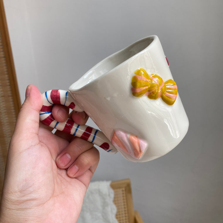 Candy Relief Ceramic Cup, Hand-Painted Decorative Mug - detail 1