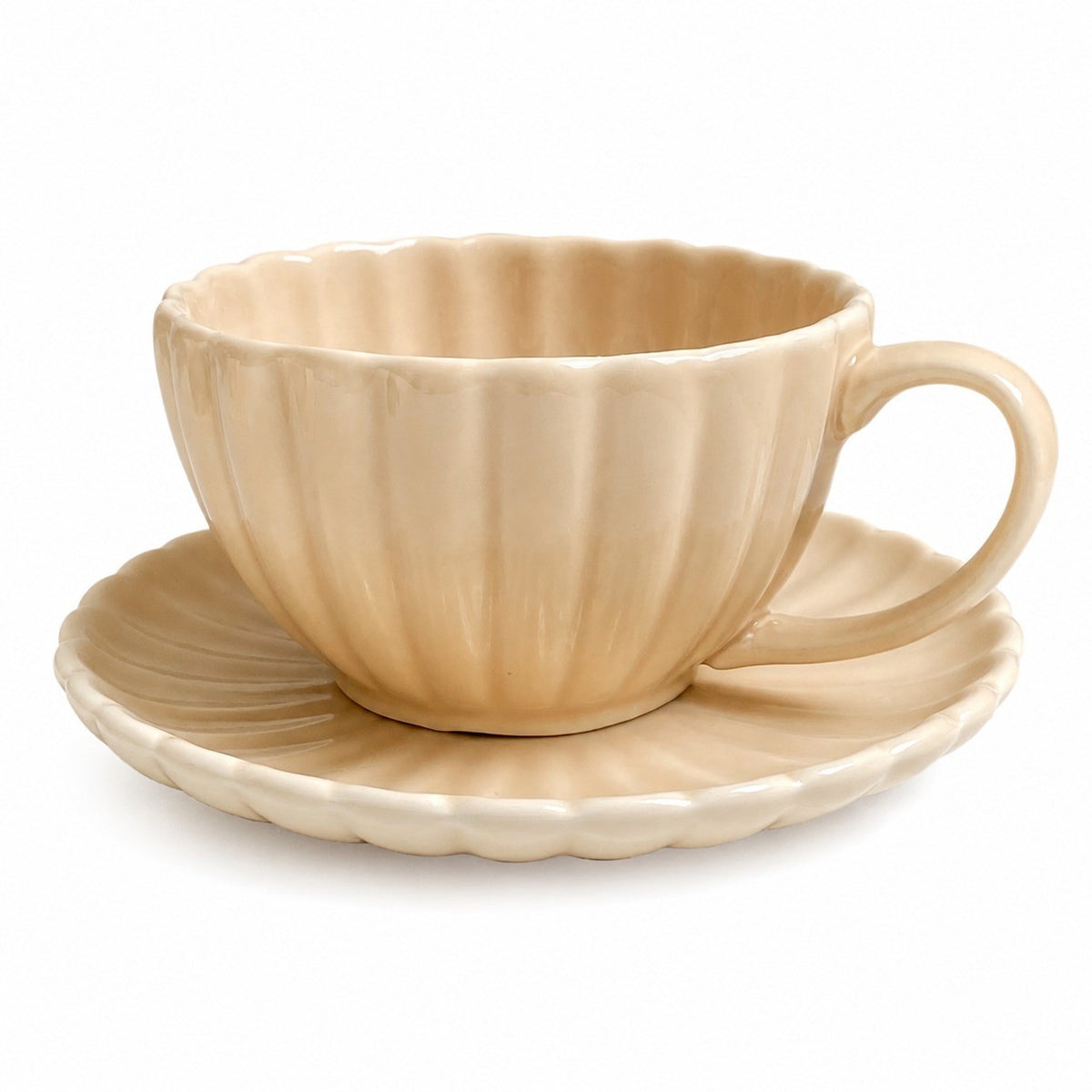 Cream Apricot Ruffled Flower Ceramic Tableware Collection - product view 2