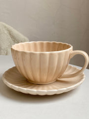Cream Apricot Ruffled Flower Ceramic Tableware Collection - detail 2