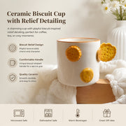 Ceramic Biscuit Cup with Relief Detailing - detail 1