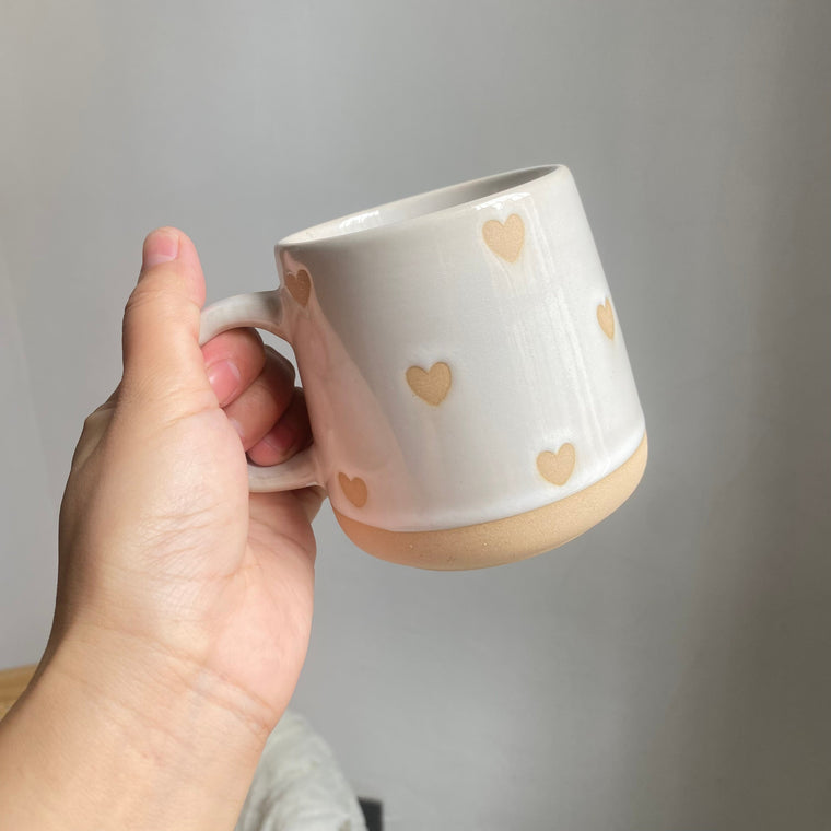 Rustic Pottery Heart Cup, Small 300 ml, Ceramic Mug for Coffee Tea - detail 1