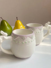 Light Purple 350 ml Cup, Rabbit Design, Underglaze Decoration - detail 2