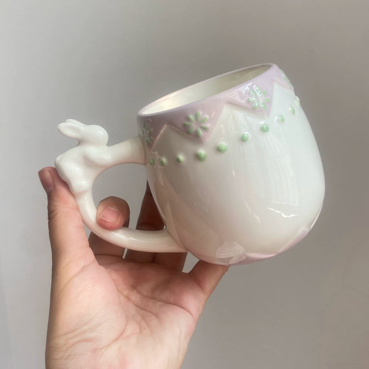 Light Purple 350 ml Cup, Rabbit Design, Underglaze Decoration - detail 1