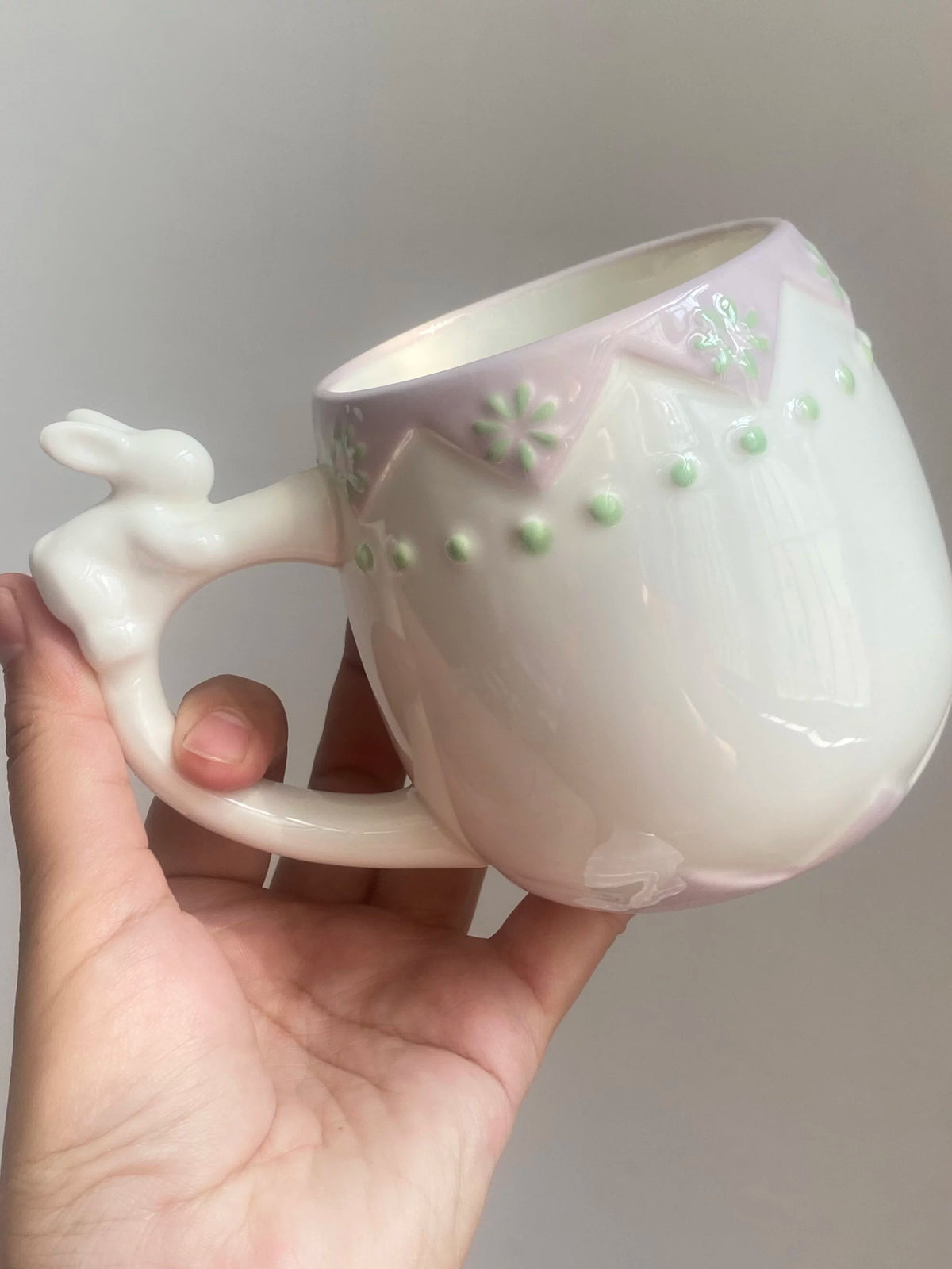 Light Purple 350 ml Cup, Rabbit Design, Underglaze Decoration - detail 3