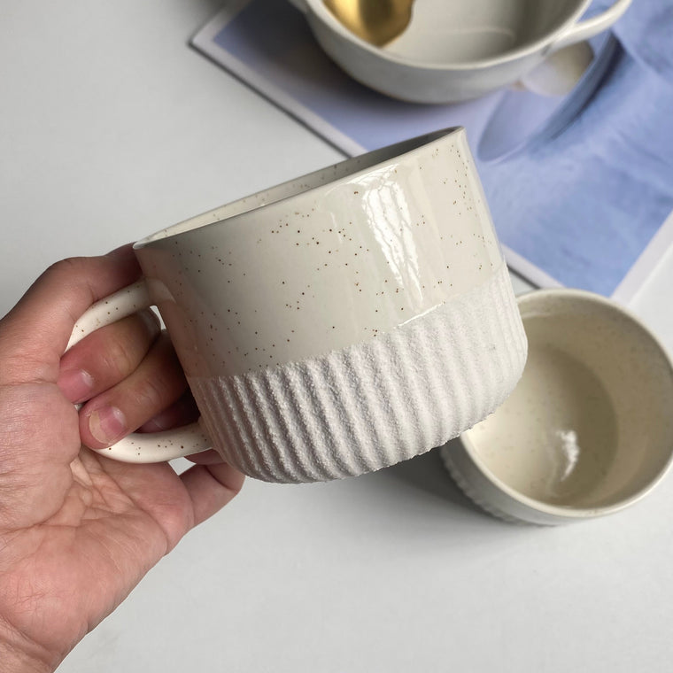Speckled Glaze White Sand 400 ml Coffee Cup - detail 1