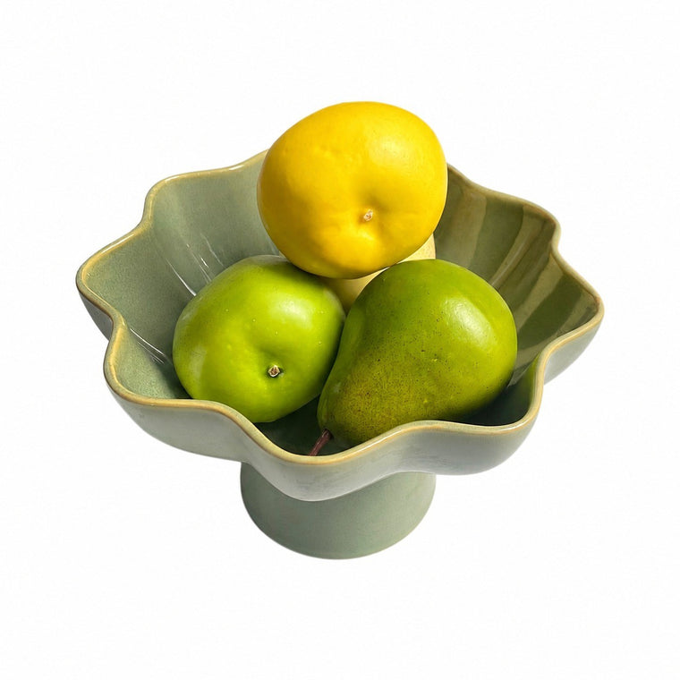 Blue Green Pedestal Bowl, 22.3 x 15 cm Ceramic Decorative Serving Bowl - product view 1