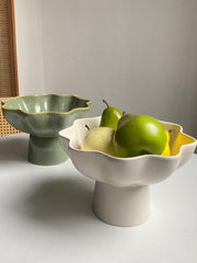 Blue Green Pedestal Bowl, 22.3 x 15 cm Ceramic Decorative Serving Bowl - detail 2