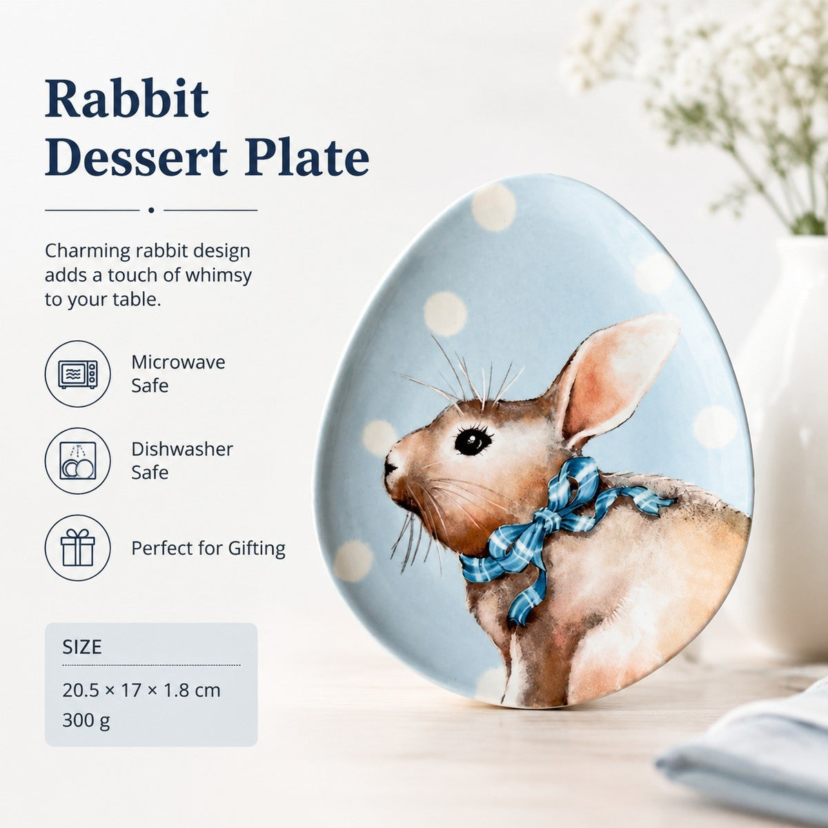 Rabbit Dessert Plate, Ceramic - detail 1