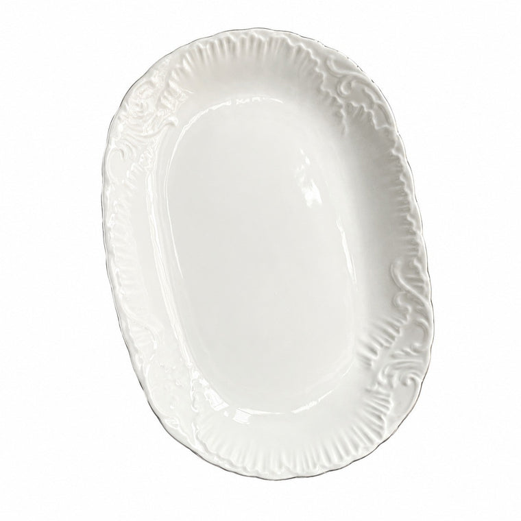 Fine Porcelain Oval Platter 9.75 Inch, Relief Gold Detailing, Serving Dish - product view 1