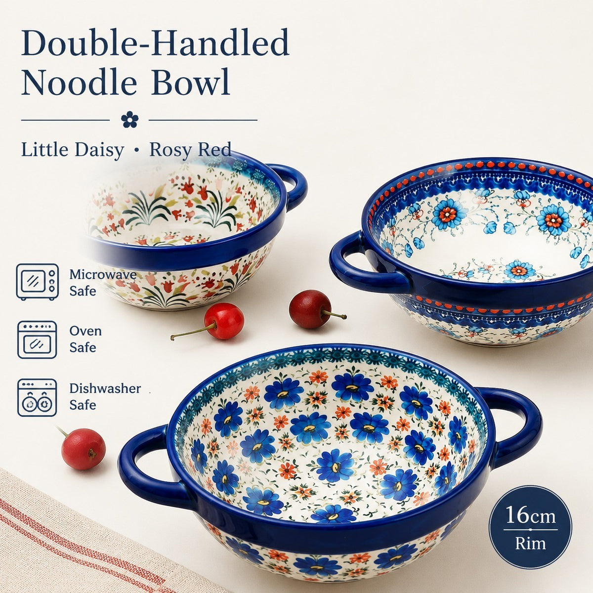 Double-Handled Noodle Bowl, Rimmed, 16cm - detail 2