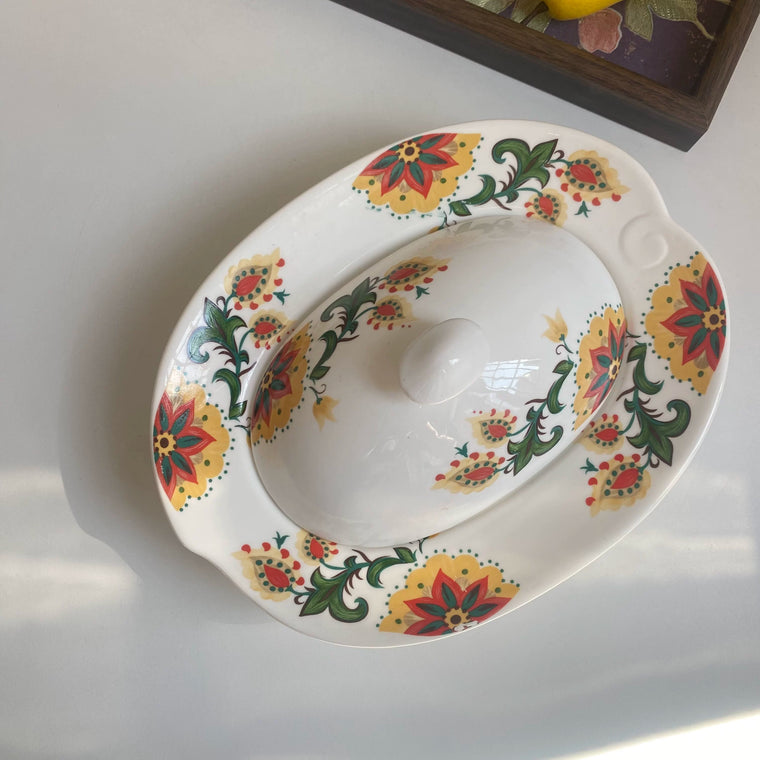 Sunflower Soup Dish with Lid, Ceramic Plate, Lid Included - detail 1