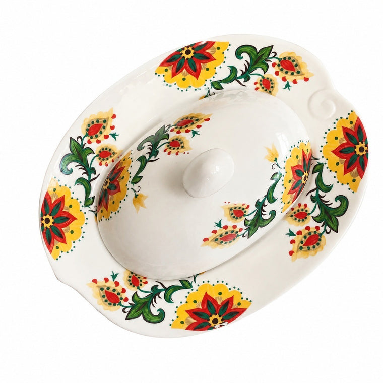 Sunflower Soup Dish with Lid, Ceramic Plate, Lid Included - product view 1