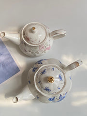 Ceramic Pot 501-600ml, Gold Painted Detailing, Camellia Design Tabletop Accessory - detail 3
