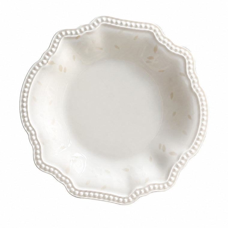Small Gray Leaf 8 Inch Plate, Ceramic Dinnerware, Underglaze Decoration - product view 2