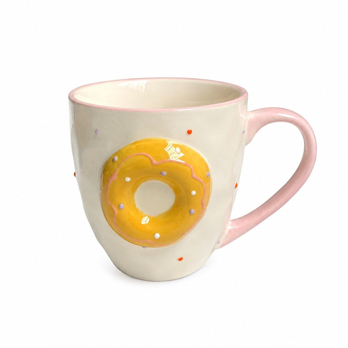 Croissant Beaded Brown Cup, Ceramic Coffee Mug, Unique Design - product view 1