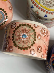 Blue Ceramic Storage Jar with Relief Detailing, Kitchen Food Container - detail 3