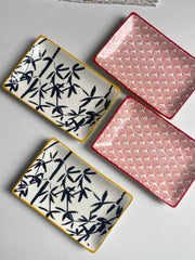 Red Fish-Scale Ceramic Rectangular Plate, 15 x 9.8 x 1.8 cm, Hand-Painted - detail 2