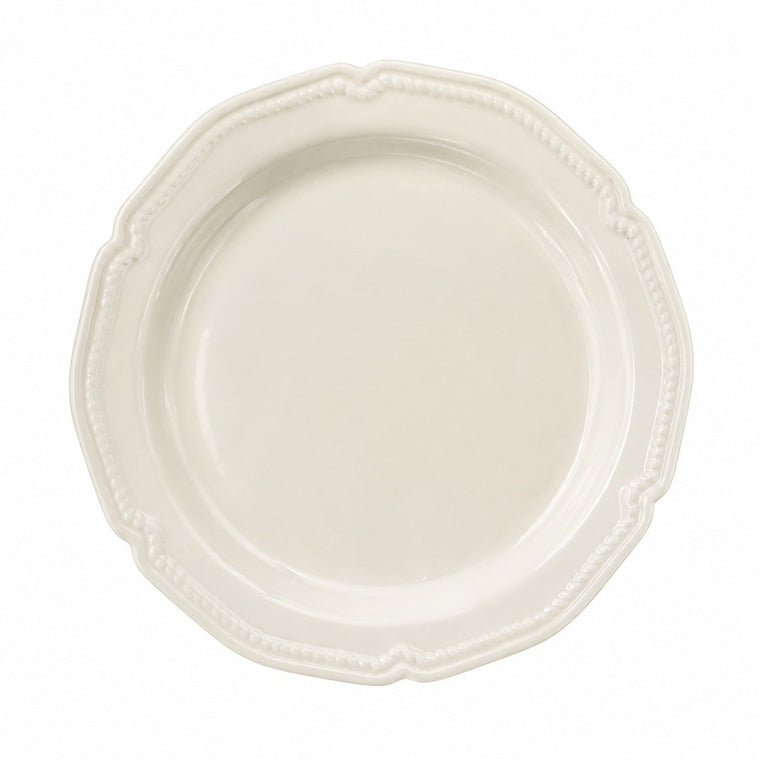 White Rattan Pattern Ceramic Plate, 9.5 Inch, 24 x 2 cm, Relief Detail - product view 1