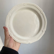 White Rattan Pattern Ceramic Plate, 9.5 Inch, 24 x 2 cm, Relief Detail - detail 1