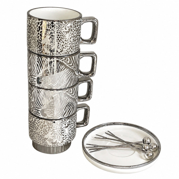 Silver-Rimmed Ceramic Tableware Collection - product view 1