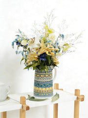 2.5L Mexican-Style Ceramic Water Pitcher, Handmade Clay Pitcher for Serving - detail 1