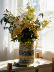 2.5L Mexican-Style Ceramic Water Pitcher, Handmade Clay Pitcher for Serving - detail 2