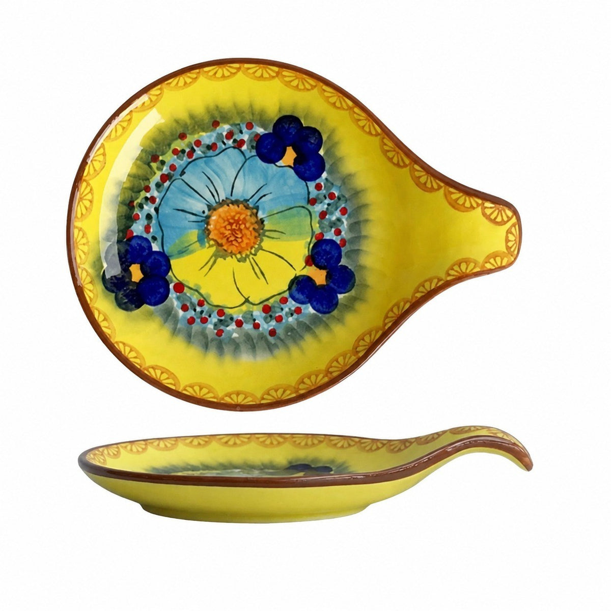 Underglaze Porcelain Short-Handle Dish, Hand-Painted Decorative - product view 3