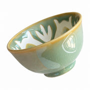 Six-Petal Green Ceramic Bowl, Hand-Painted Underglaze - product view 1