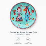 Decorative Round Dinner Plate, Birds and Blossoms, 8.8 Inch Ceramic - detail 1