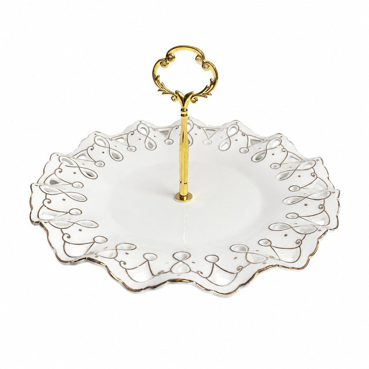 Openwork Handled Gold-Trimmed 9.5 in Plate, Decorative Dinnerware - product view 1