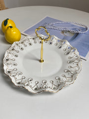 Openwork Handled Gold-Trimmed 9.5 in Plate, Decorative Dinnerware - detail 2