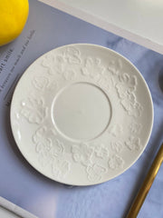 Relief Floral White Small Dish, Ceramic Decorative Plate - detail 2