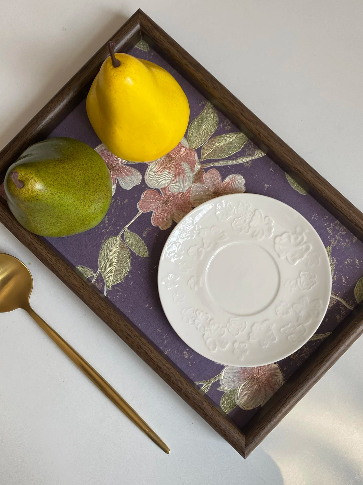Relief Floral White Small Dish, Ceramic Decorative Plate - detail 3