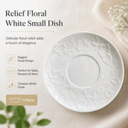Relief Floral White Small Dish, Ceramic Decorative Plate - detail 1