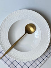Relief Ribbed Wide-Rimmed Plate 24 x 3 cm, Ceramic Dinnerware - detail 2
