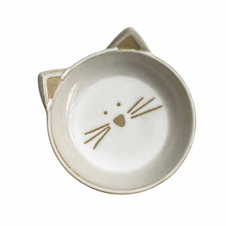 Rustic Pottery Cat Dish, Gray, 1 Piece, Small Decorative Plate - product view 1