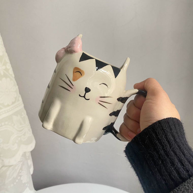 Bow Cat 480 ml Cup, Cute Cat Design, Durable Drinkware for Home & Office - detail 1