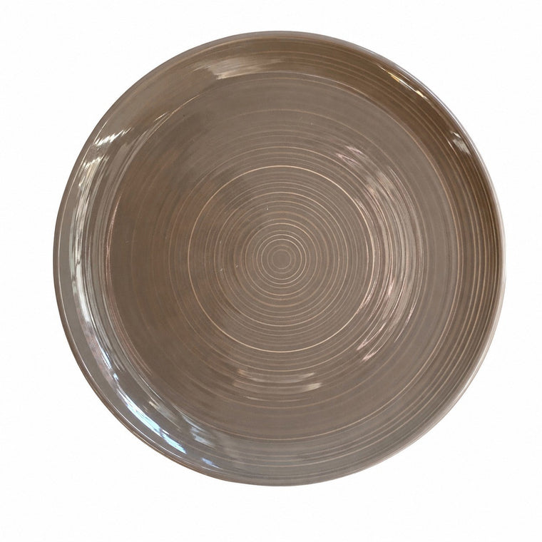 Ribbed Brown 10 Inch Plate, Ceramic Dinnerware, Textured Design - product view 1