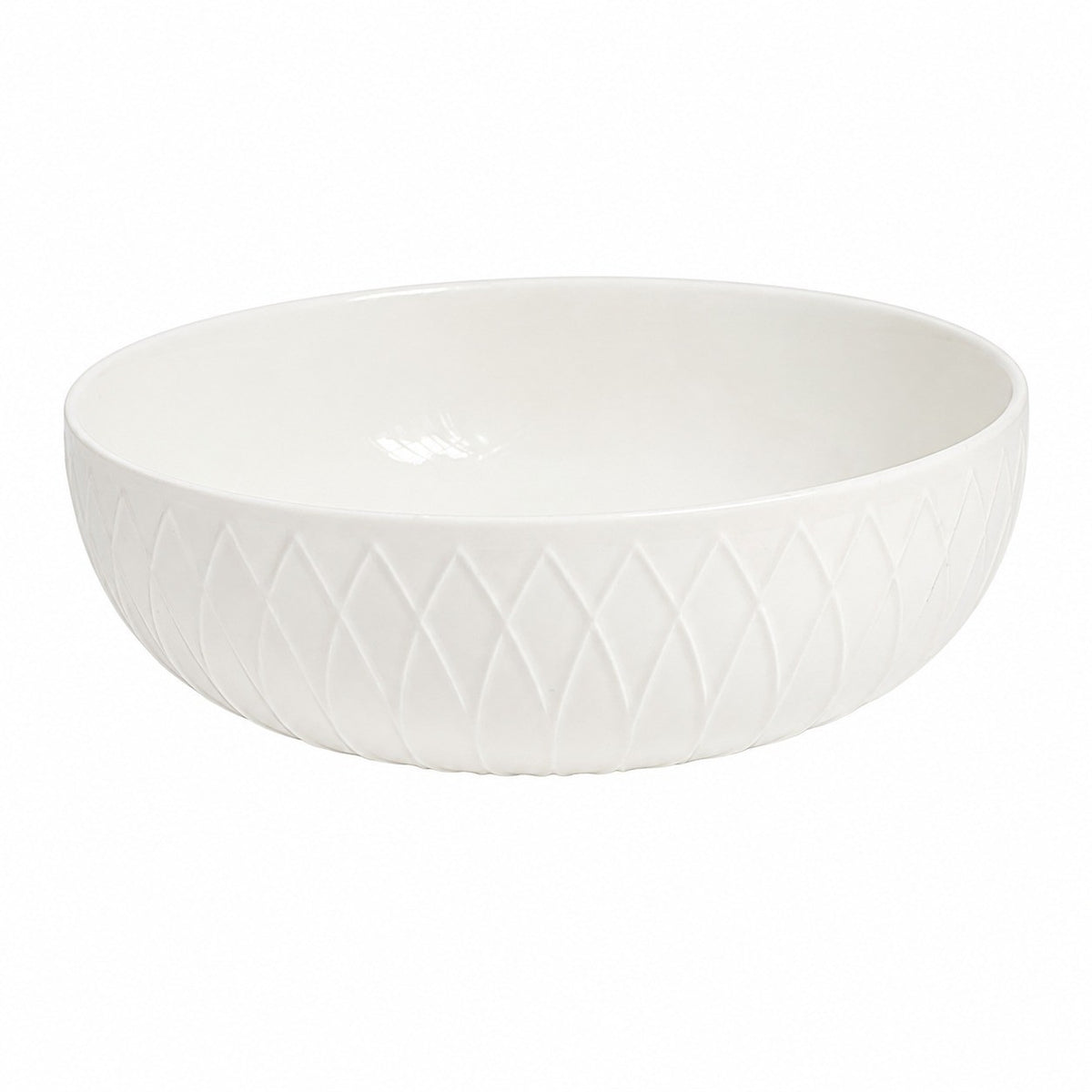 Large White Soup Bowl 8.75 Inch, Ceramic Relief Design, 22.3 x 7.6 cm - product view 1