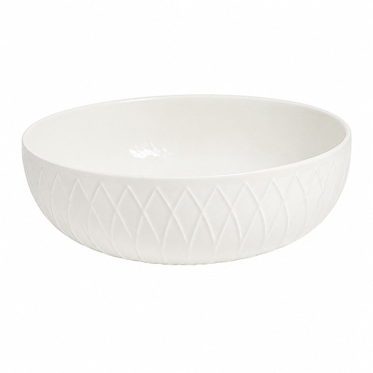 Large White Soup Bowl 8.75 Inch, Ceramic Relief Design, 22.3 x 7.6 cm - product view 1