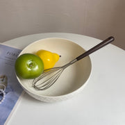 Large White Soup Bowl 8.75 Inch, Ceramic Relief Design, 22.3 x 7.6 cm - detail 2