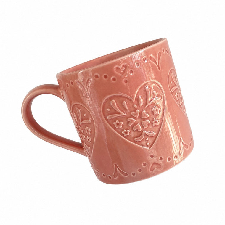 Red Heart Cup 350 ml, Lewis Heart Design, Ceramic Mug - product view 1